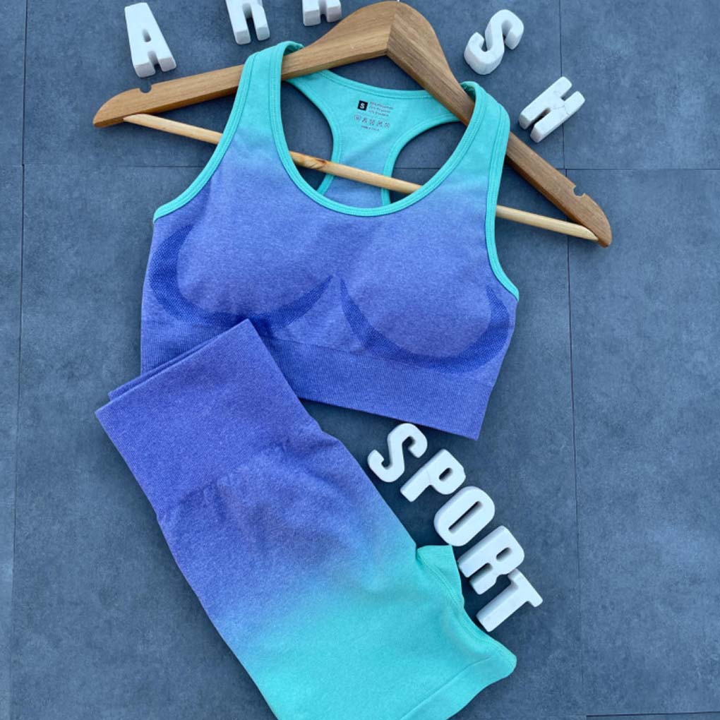 ست نیم تنه و بایکر آبرنگی آبی بنفش 3099