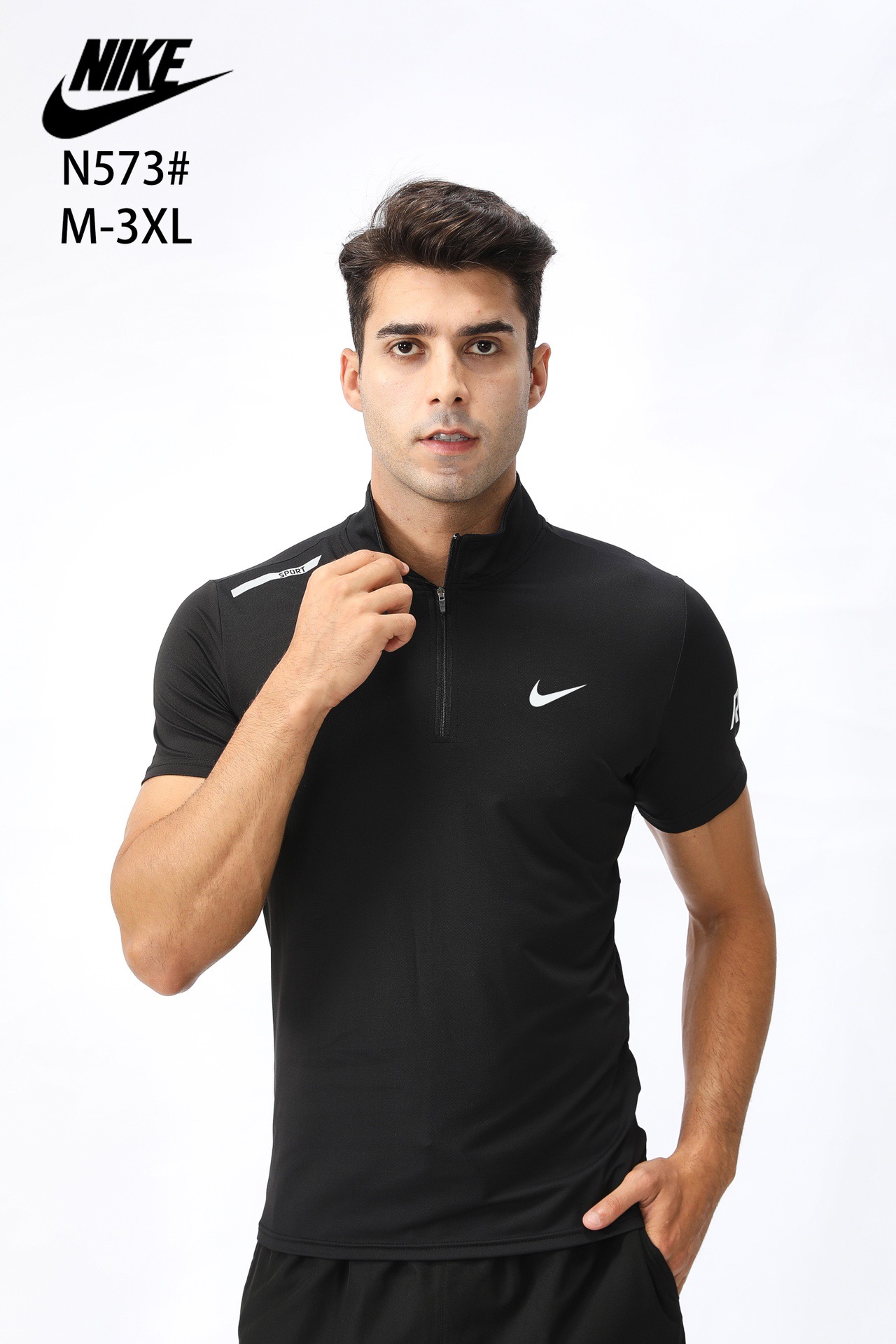 تی شرت نیم زیپ نایک مشکی