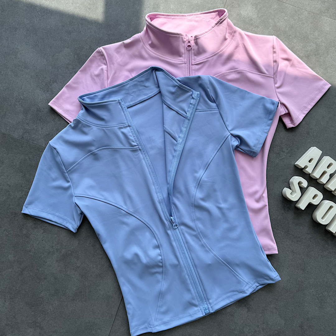 تیشرت زیپدار ( رنگ صورتی ، آبی آسمانی )
