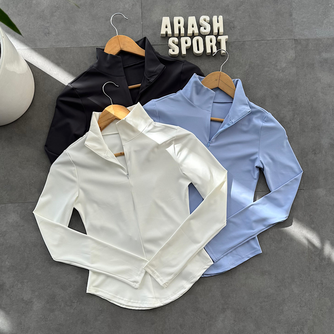 سویشرت نیم زیپ زنانه آستین بلند 051