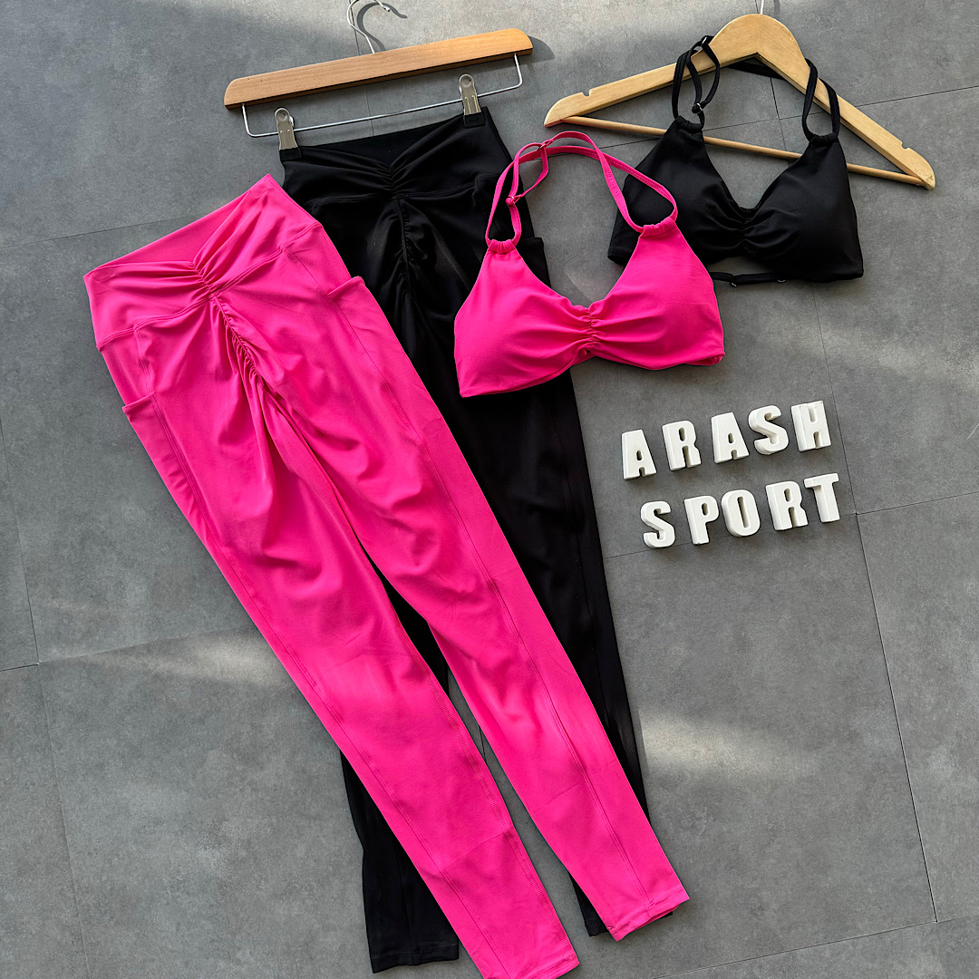 ست نیم تنه و لگ (رنگ سرخابی ، مشکی )