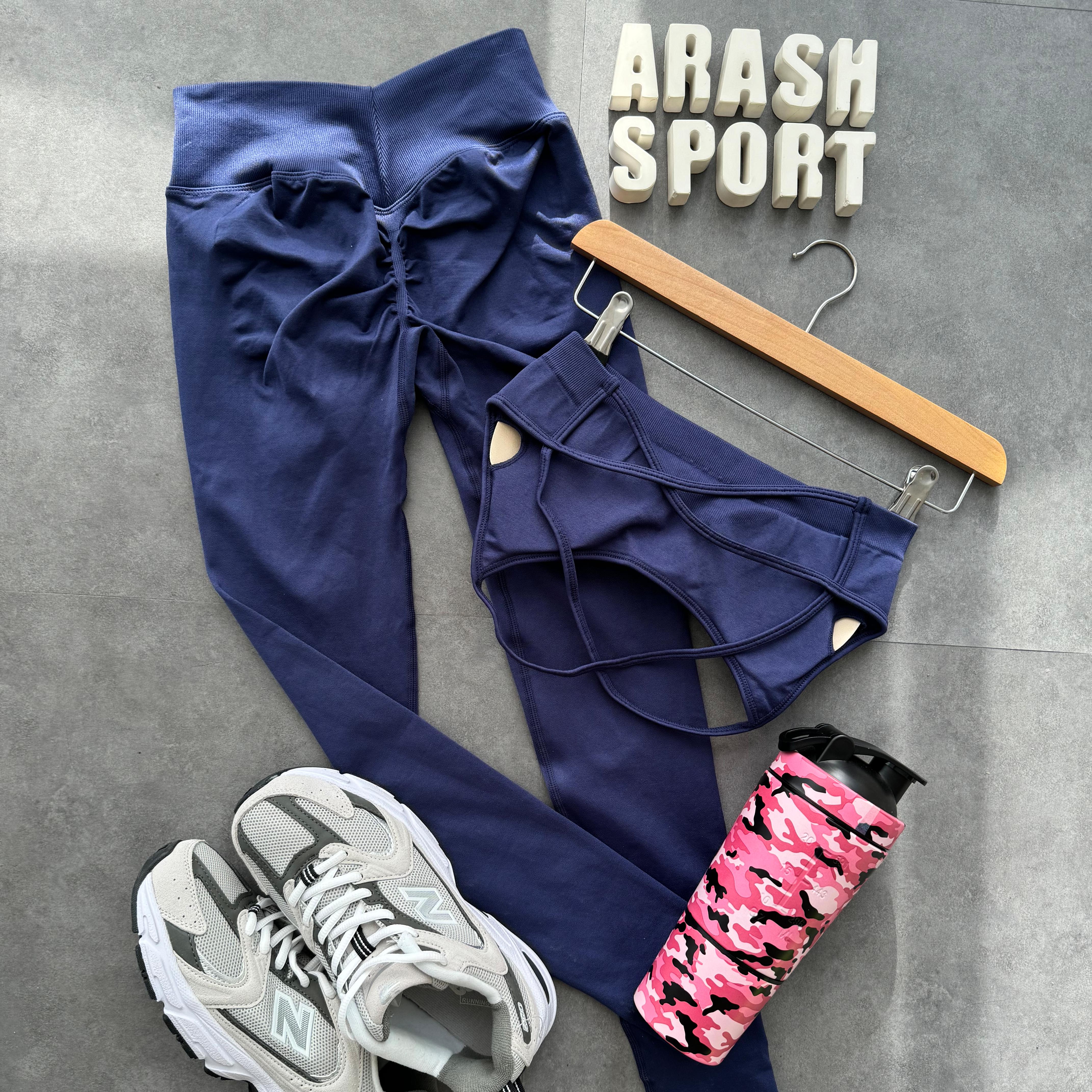 ست نیمتنه و لگ ورزشی سرمه ای