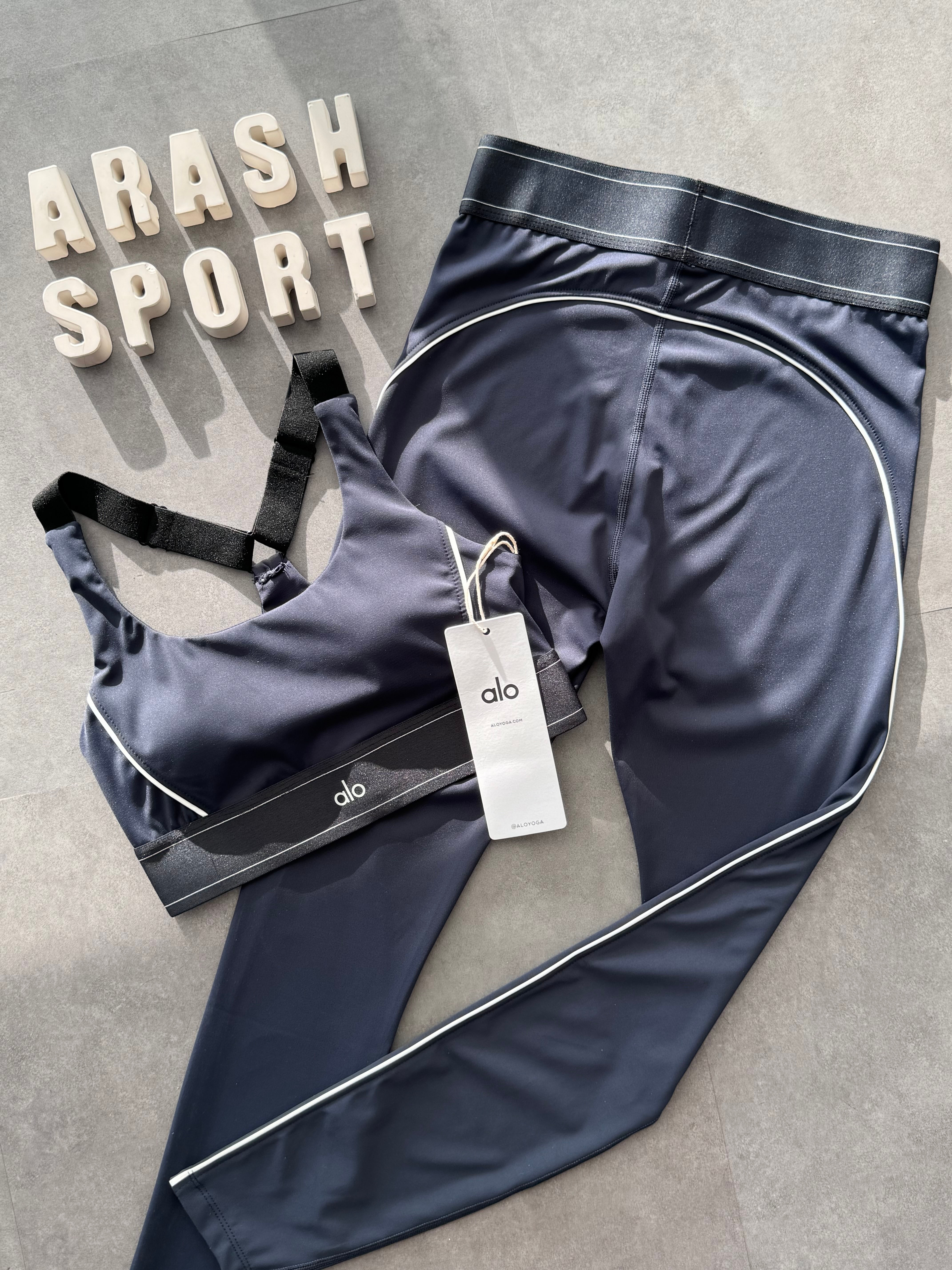 ست نیم تنه و لگ الو یوگا سرمه ای