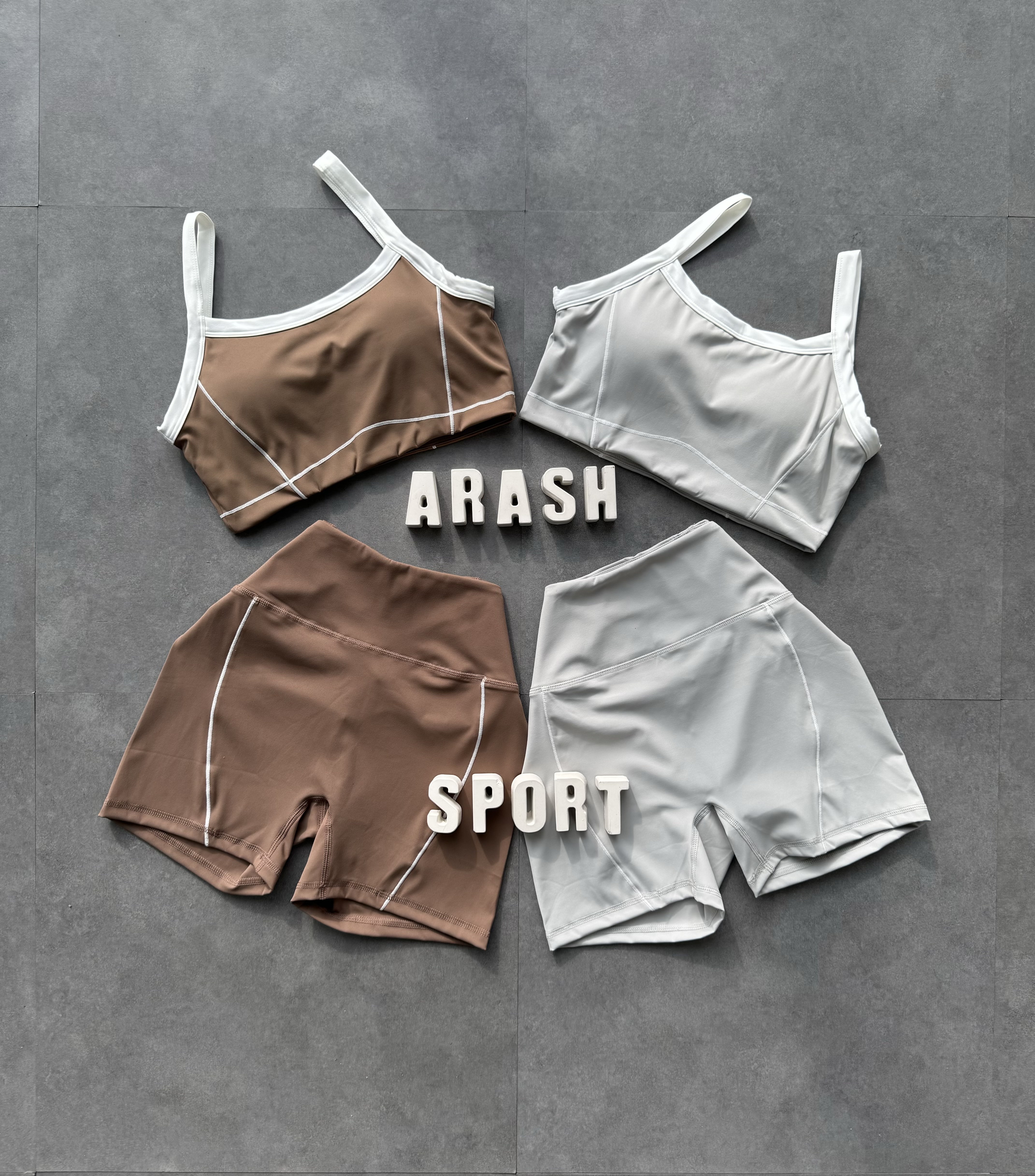 نیم تنه و شورتک قهوه ای بدنسازی زنانه