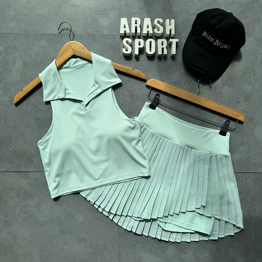  ست کراپ دامن ( رنگ سبز پاستیلی)