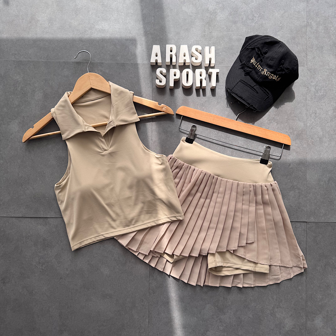 ست کراپ دامن ( رنگ نخودی)