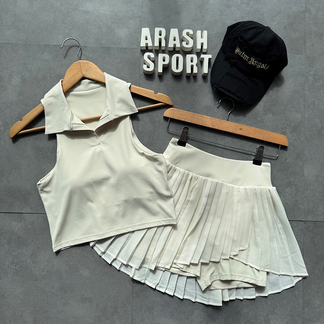 ست کراپ دامن ( رنگ استخونی )