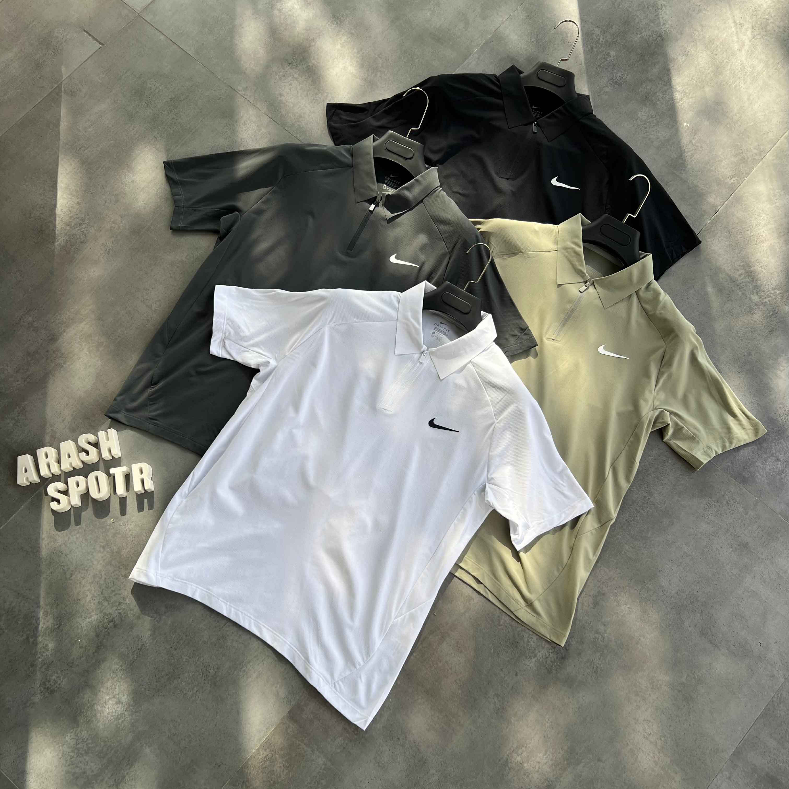 تی شرت مردانه یقه دار نیم زیپ 923 نایک