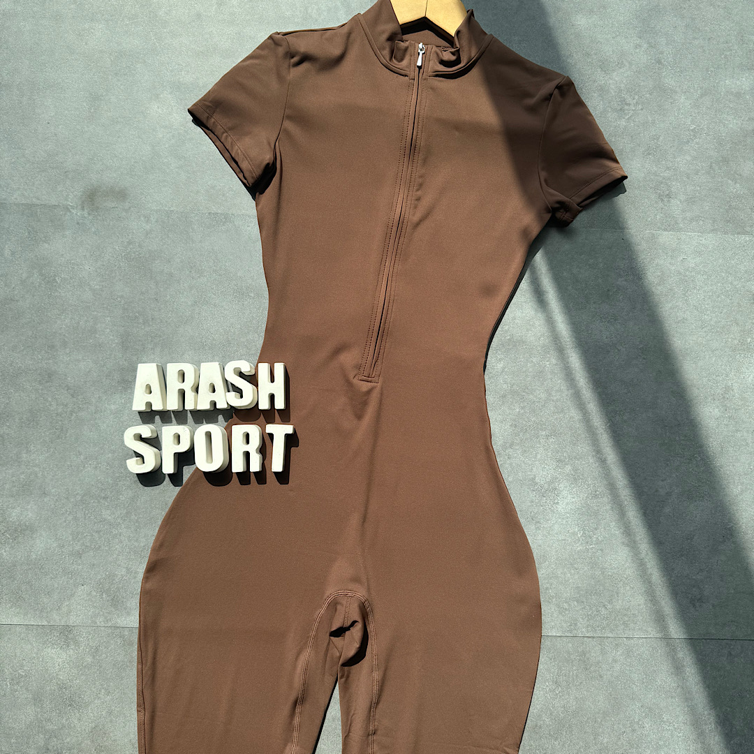 اورال بلند آستین کوتاه قهوه ای فلامنت