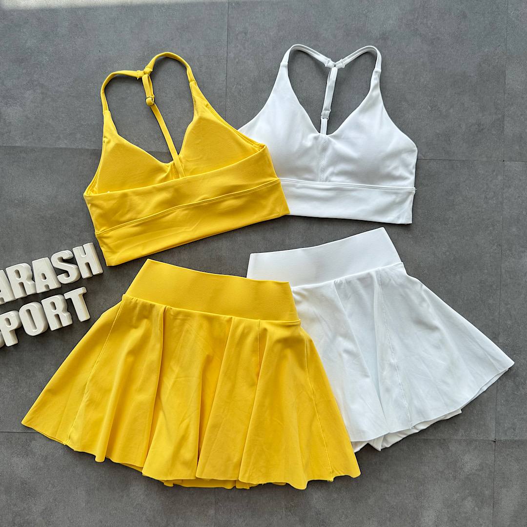 ست دامن تنیسی زنانه زرد