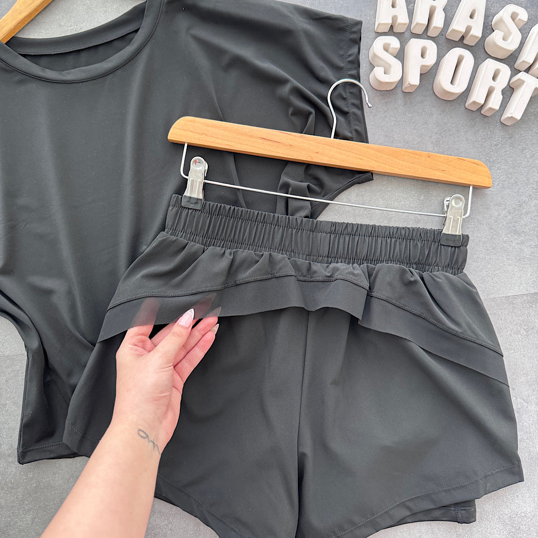 ست کراپ و شورتک زنانه مشکی