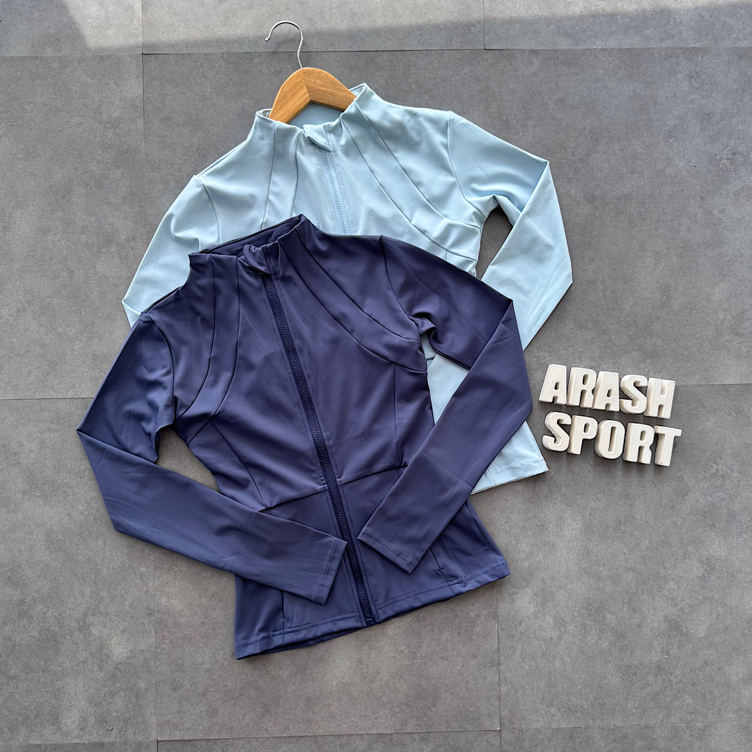 سوییشرت اندامی ورزشی زنانه سرمه ای