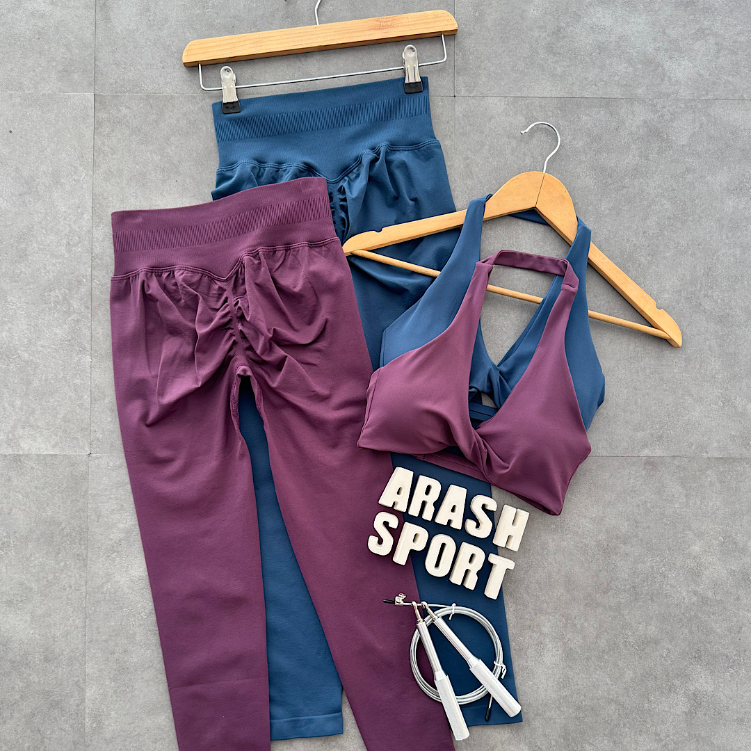 ست نیمتنه لگ سرمه ای/بادمجونی