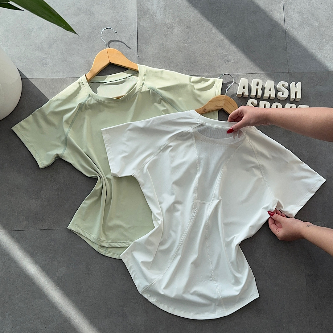 تیشرت زنانه توردار سفید/سبز