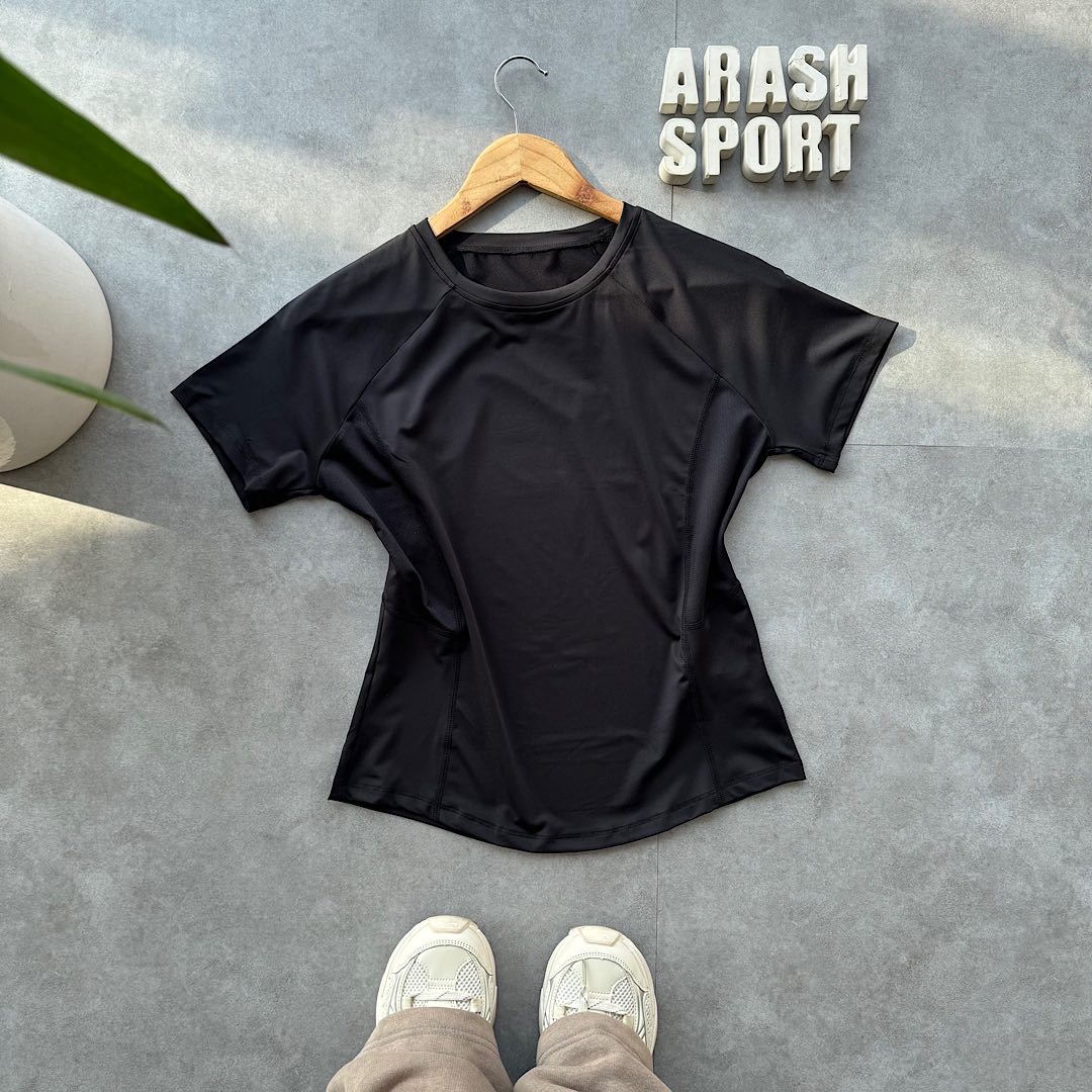 تی شرت دخترانه تنفسی رنگ مشکی وارداتی 