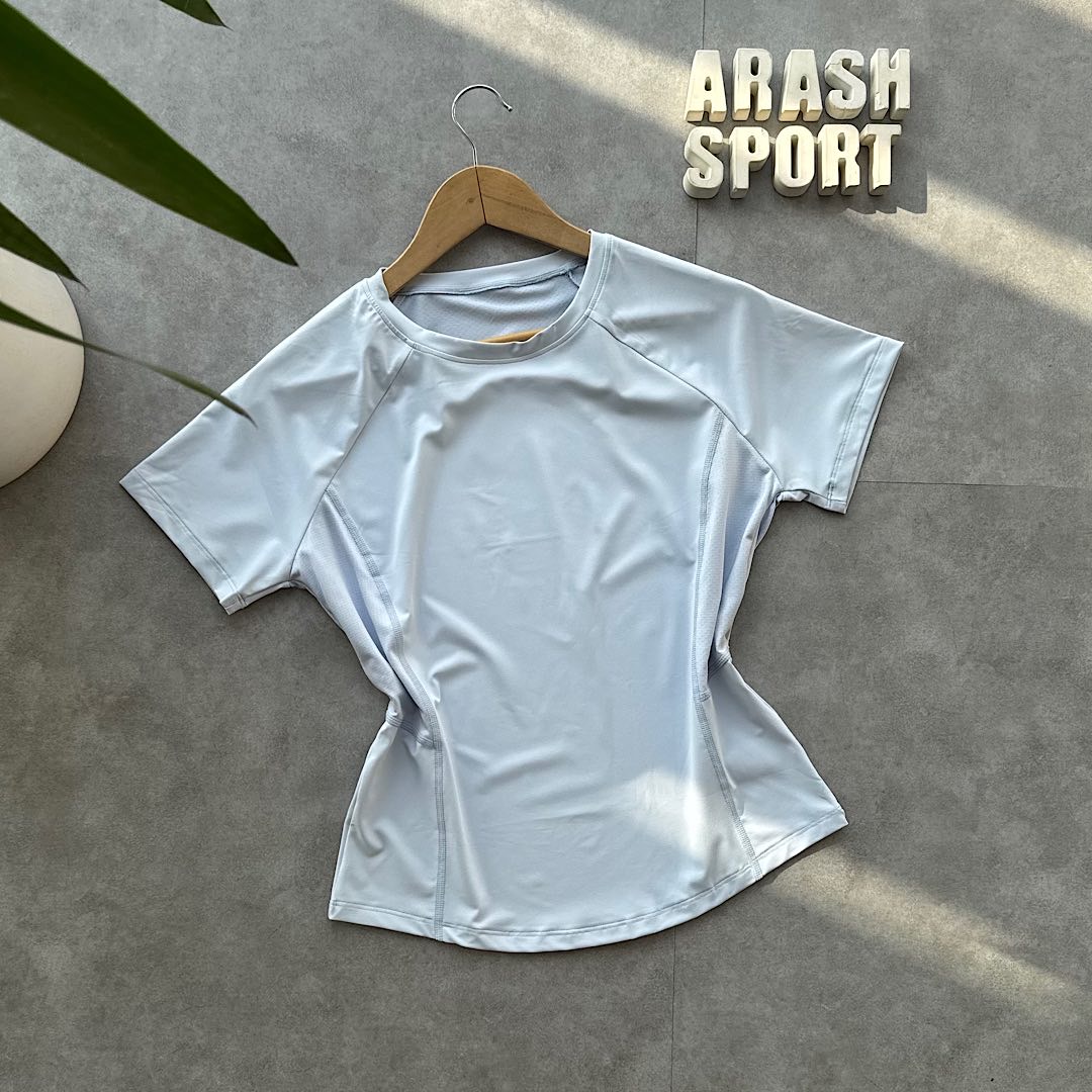تی شرت ورزشی تنفسی دخترانه آبی روشن
