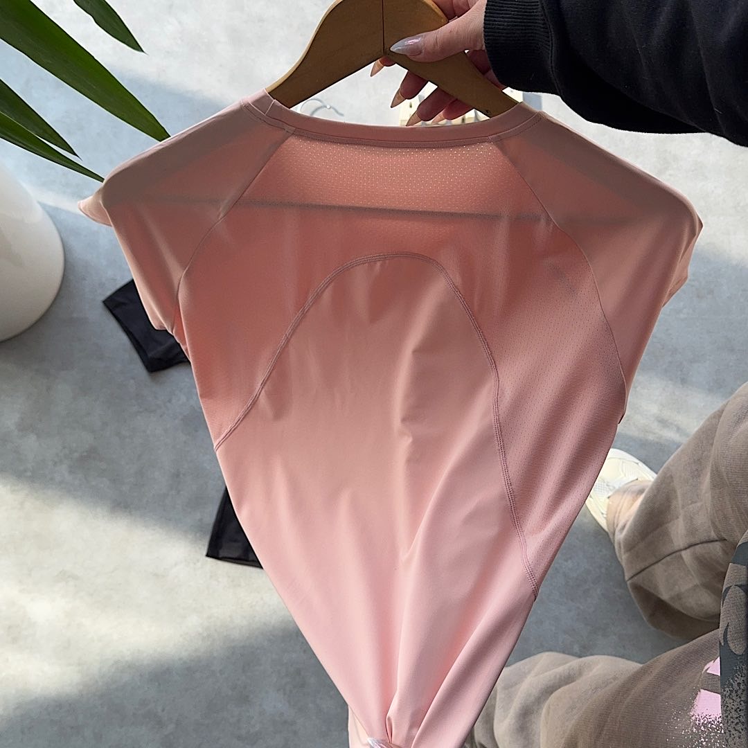 تی شرت ورزشی دخترانه تنفسی رنگ صورتی 