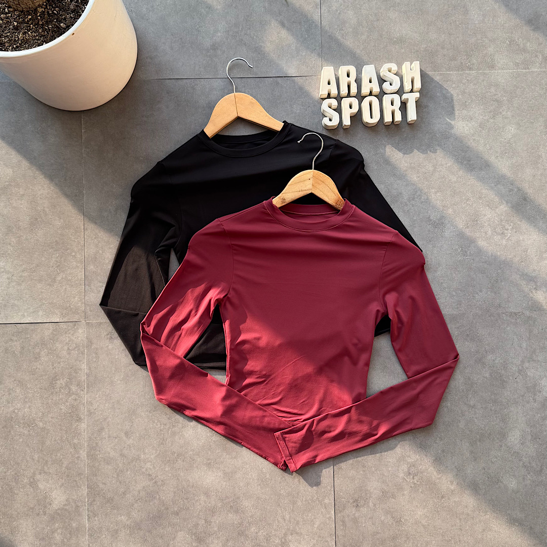 کراپ ورزشی زنانه عنابی