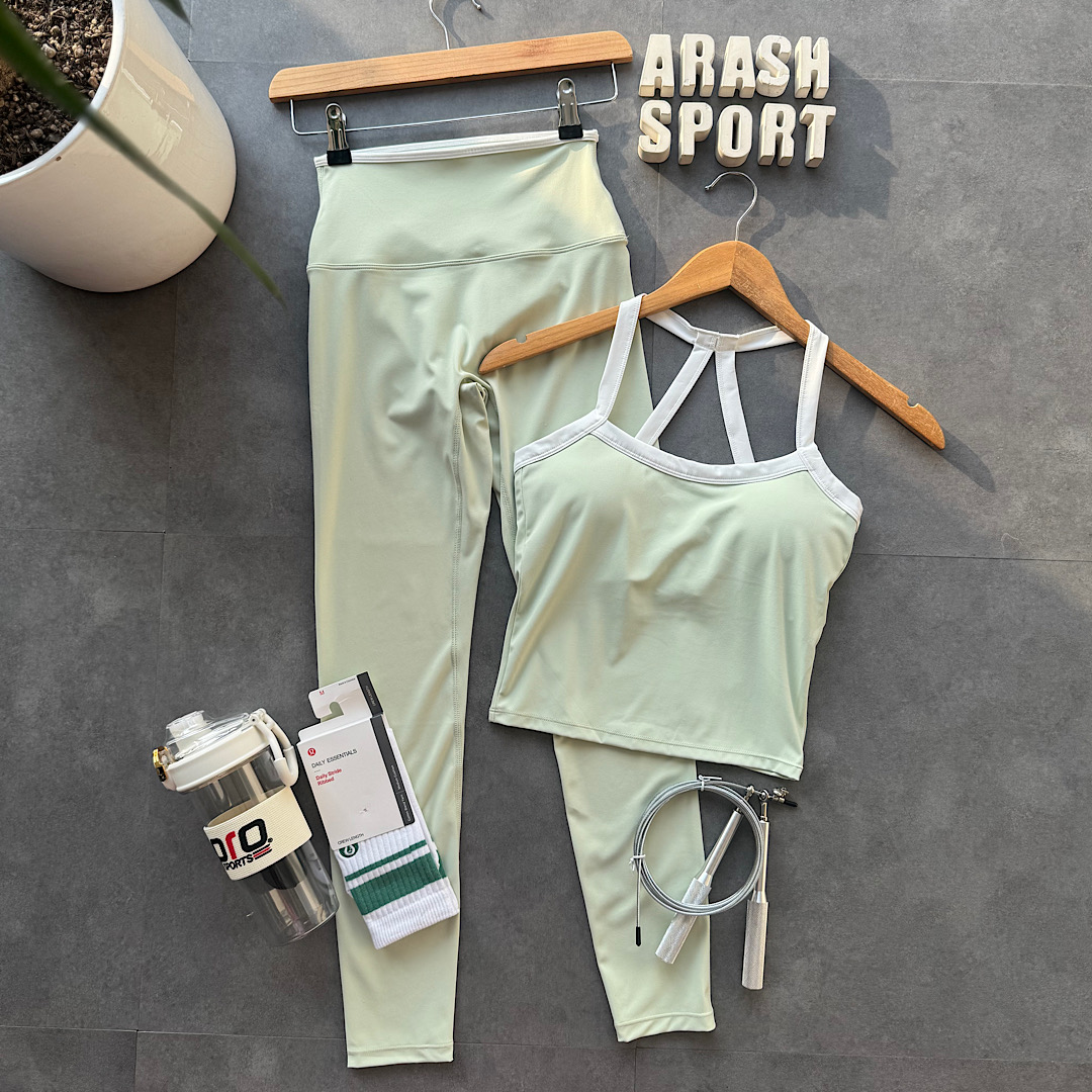 ست نیم تنه و لگ سبز پاستلی 