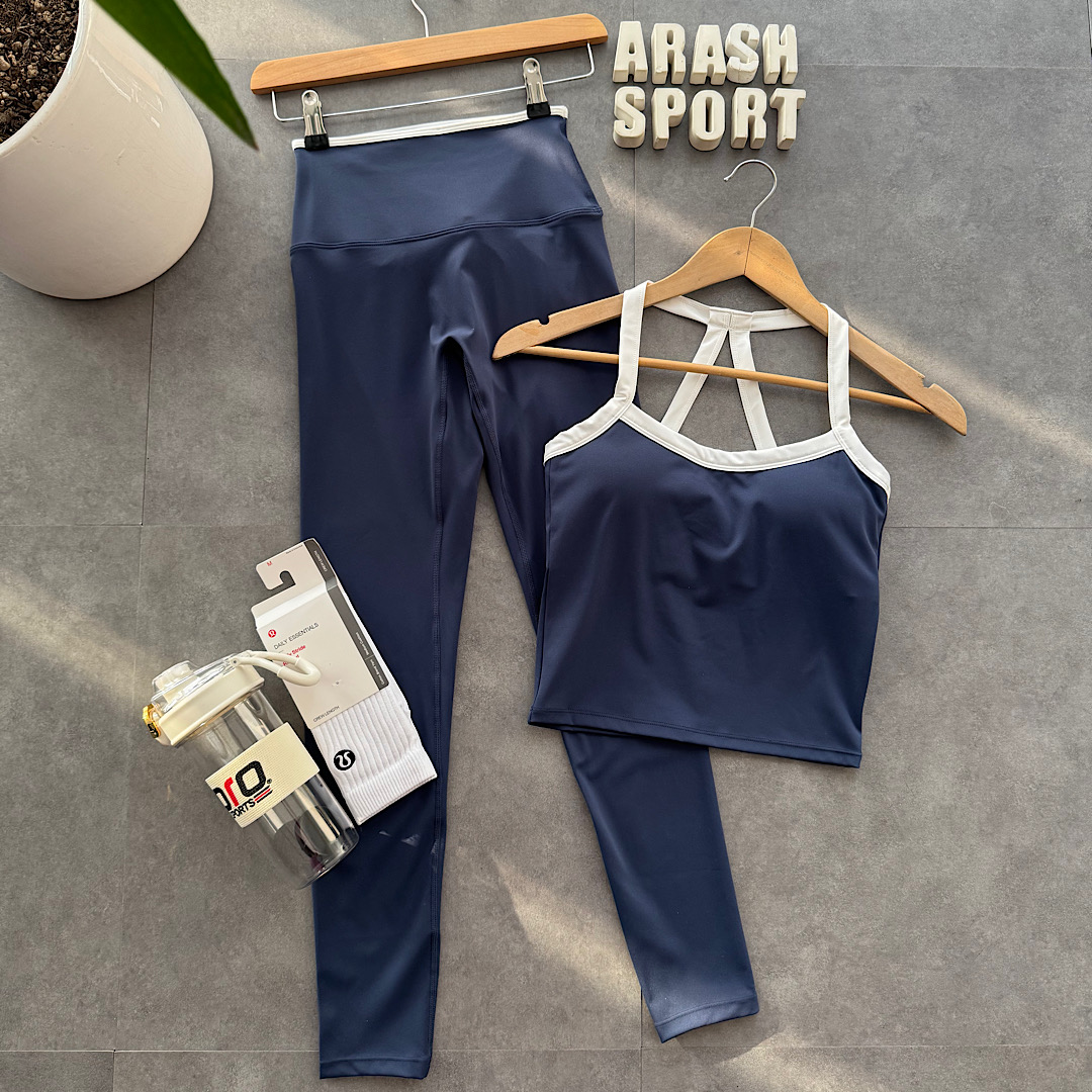 ست نیم تنه و لگ اسپندکس سورمه ای