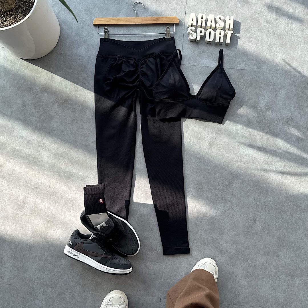 ست نیم تنه و لگ سیم لس پشت چیندار مشکی