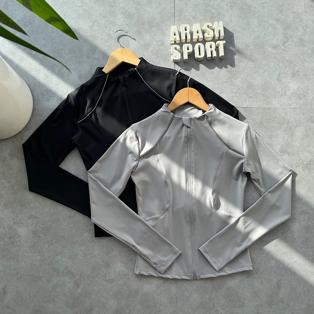 سویشرت ورزشی جذب طوسی و مشکی 